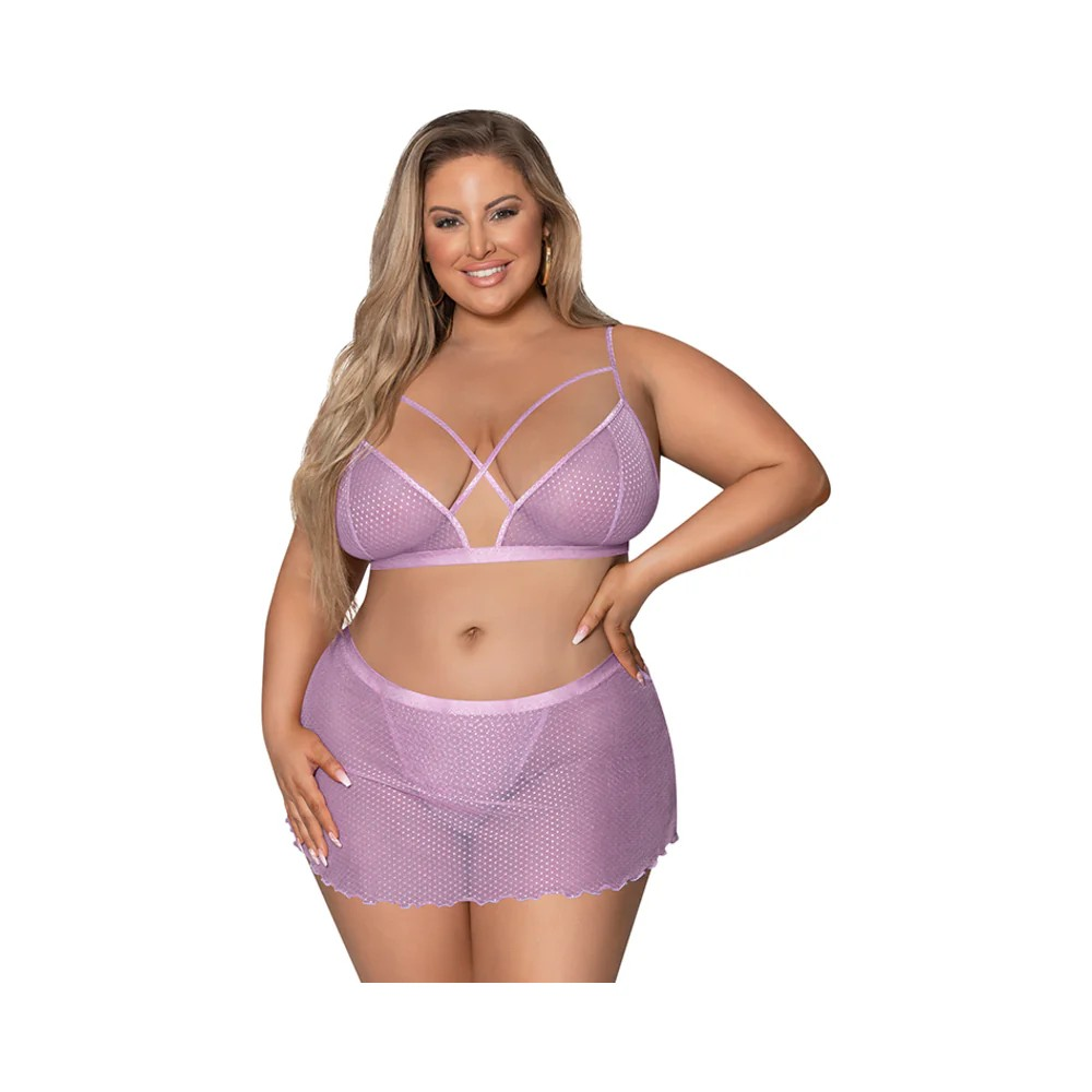 Magic Silk Girl Next Door Bralette with Skirt in Lilac