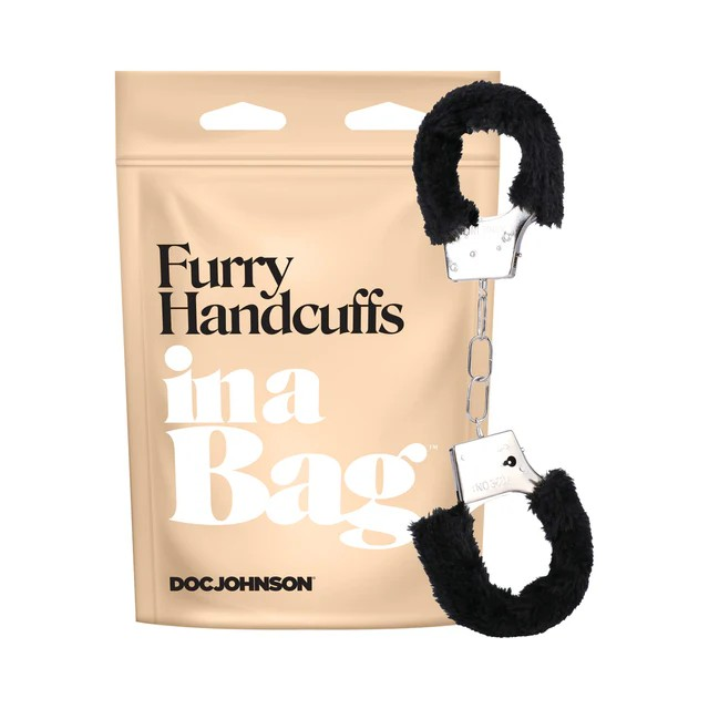 Doc Johnson In A Bag Furry Handcuffs Black